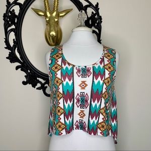 MINKPINK Aztec Print High Low Tank Top with Back Cutouts